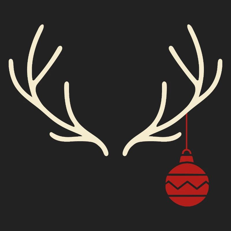 Geweih mit roter Weihnachtskugel – Yule Stil