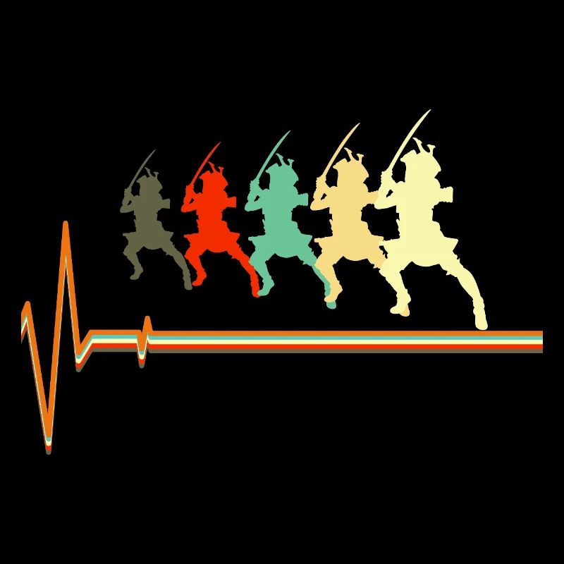 Samurai-Herzschlag-Krieger Bushido-Silhouette