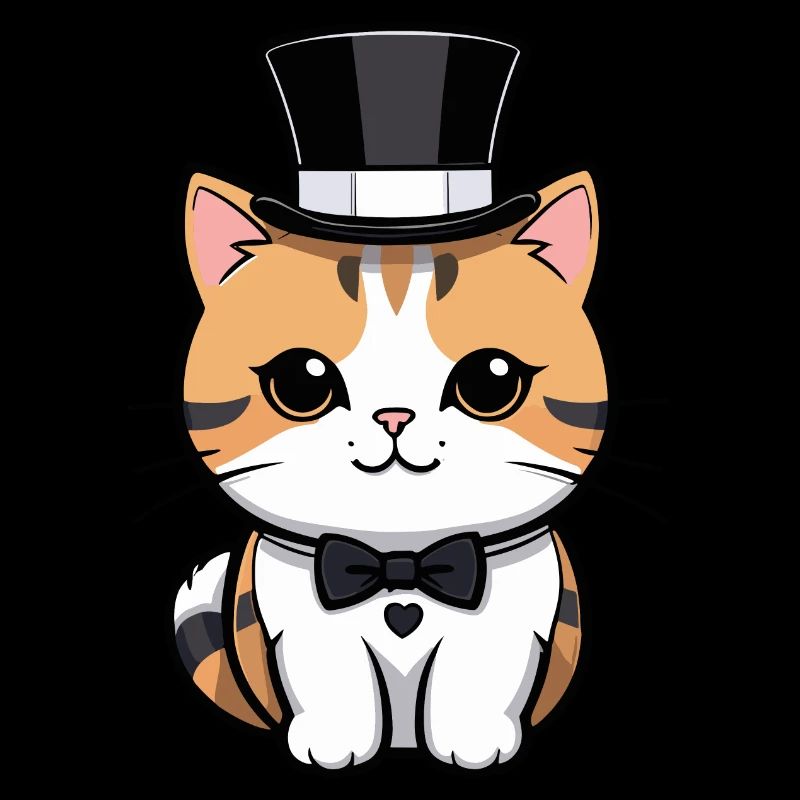 Cute cat with a hat and bow tie