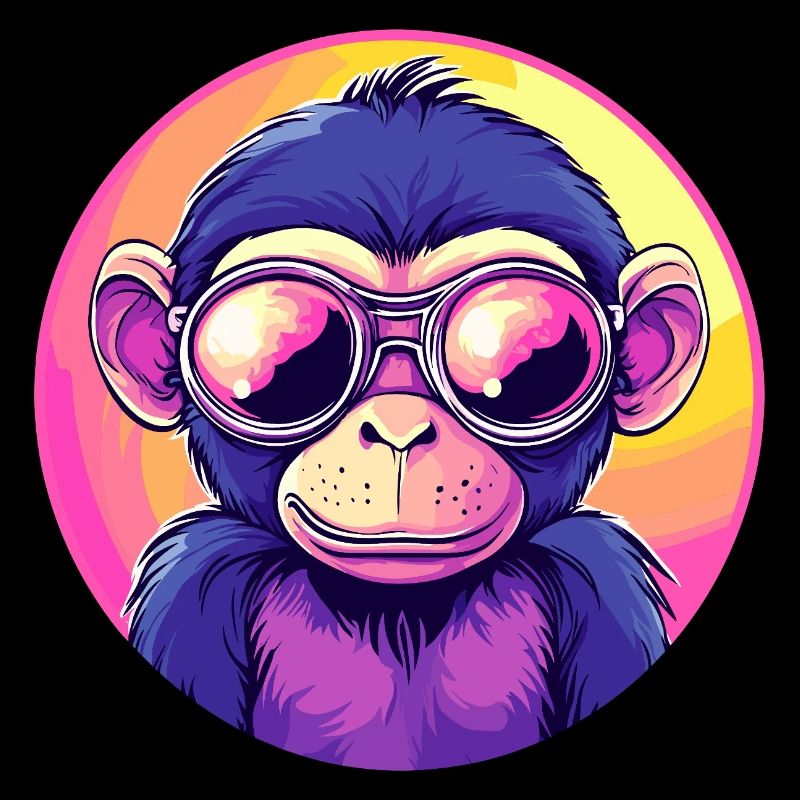 Neon monkey with sunglasses