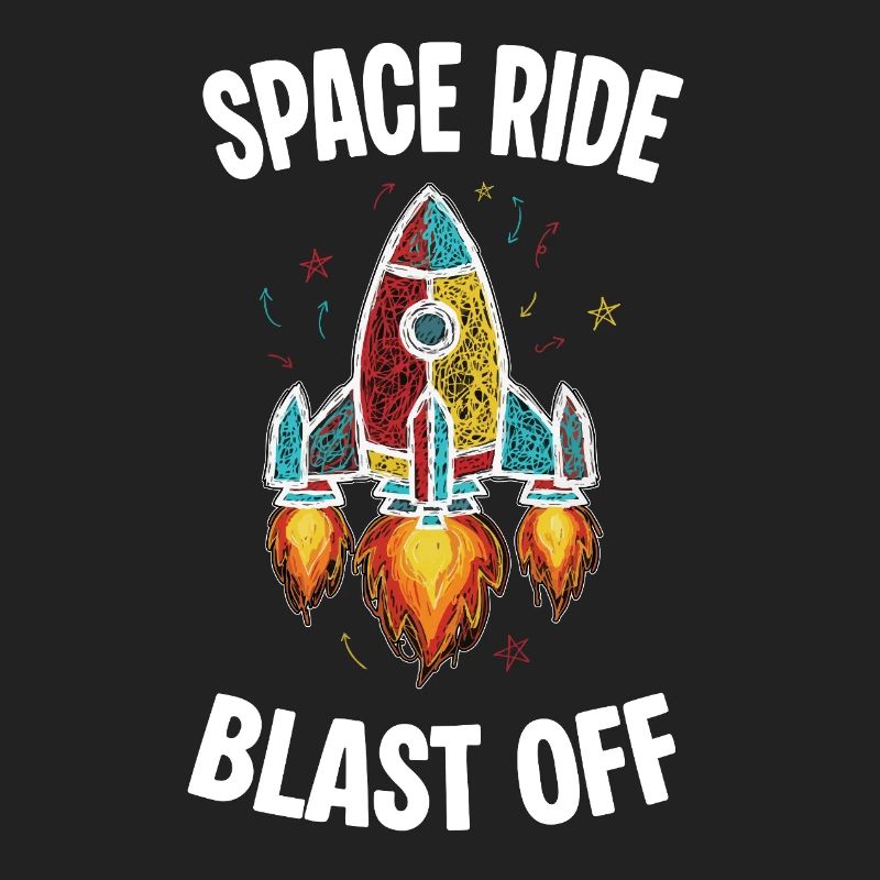 Fusée Espace Retro Scribble Blast Off