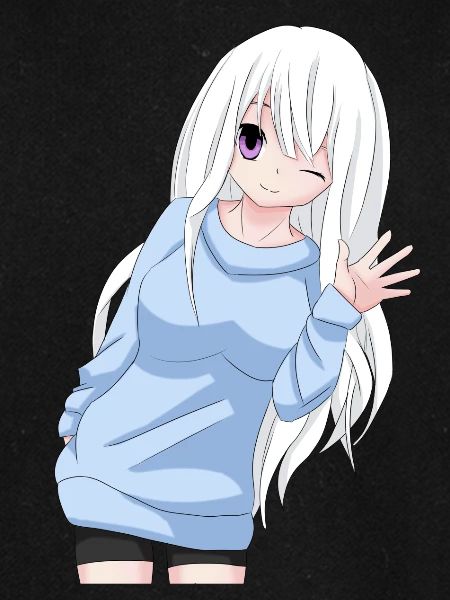 Anime-Mädchen winken