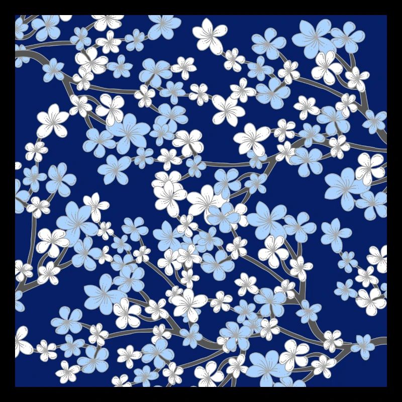 Blue Cherry Blossom Pattern - Sakura