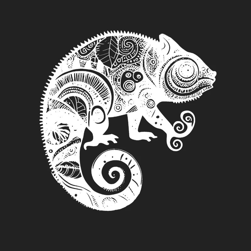 Chameleon with boho Aztec patterns