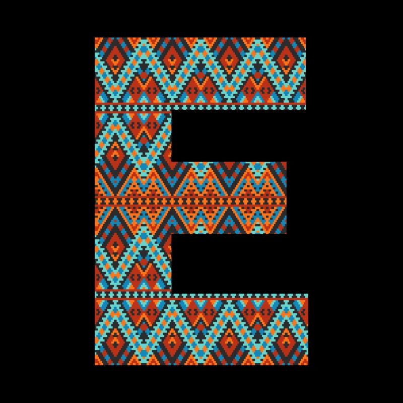 Buchstabe E-Boho-Design, buntes Monogramm