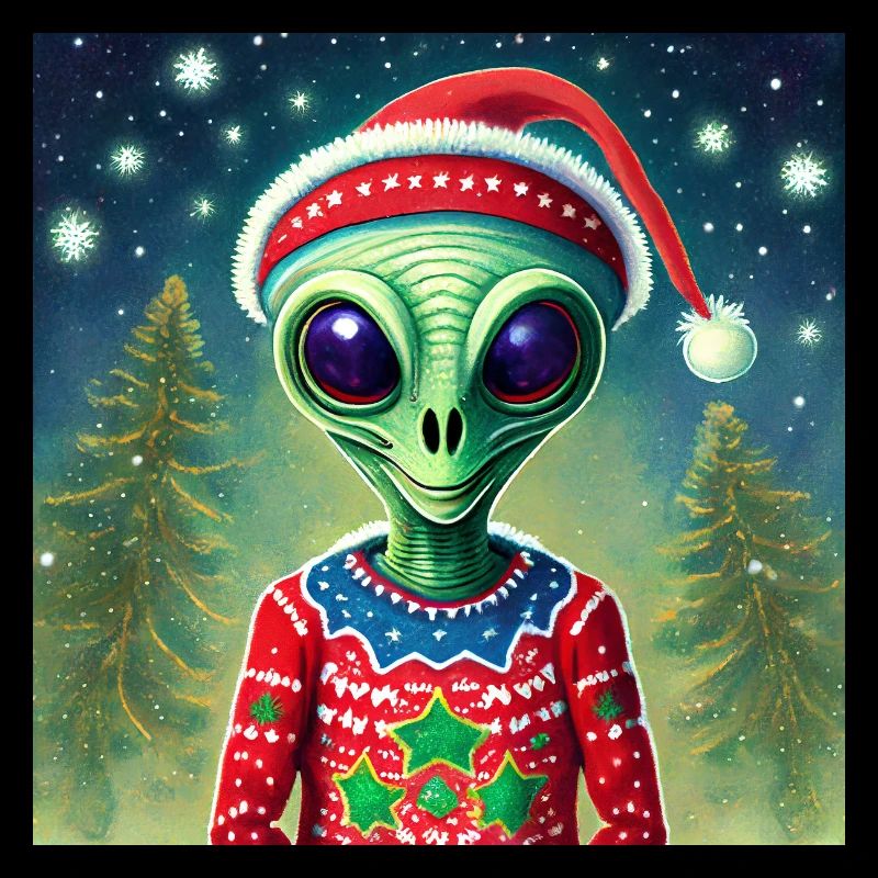 Alien trägt einen hässlichen Weihnachtspullover