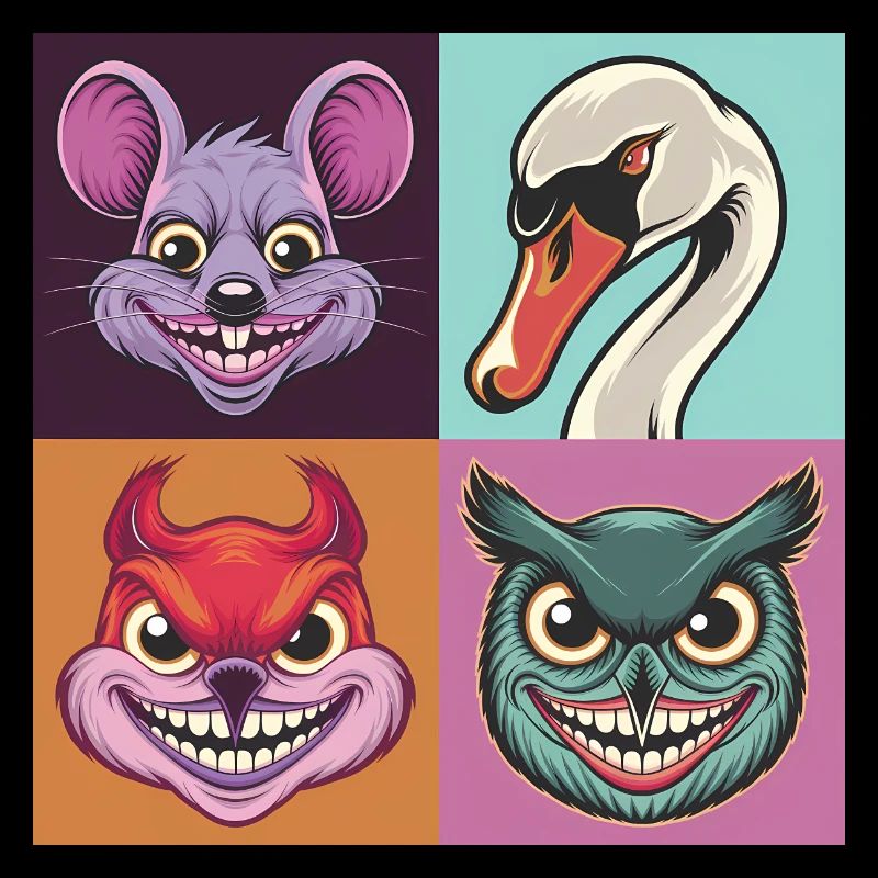 Pop-art Schwan Maus Eichhörnchen Eule Smile