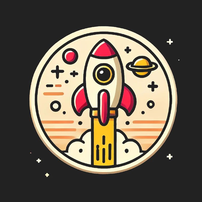 Fusée rétro perdue dans l’espace Graphique