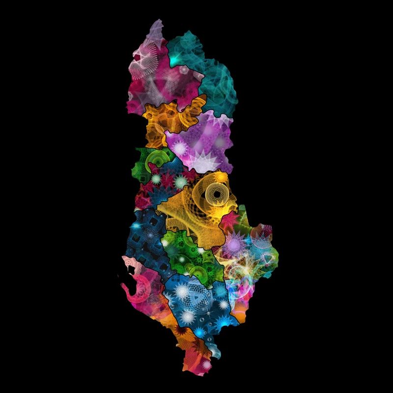 Spirograph Patterned Albania Counties Map