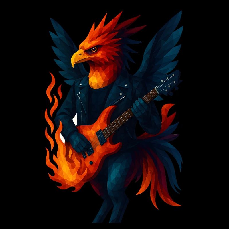 WPAP Style Animals - Guitariste Phoenix