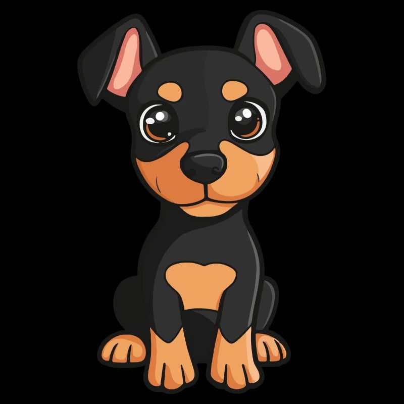 Doberman chien bande dessinée mignon