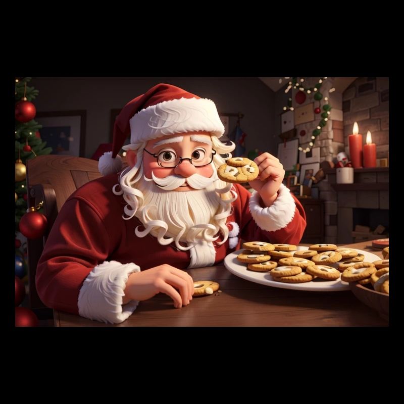 Le Père Noël de Noël mangeant des biscuits Noël