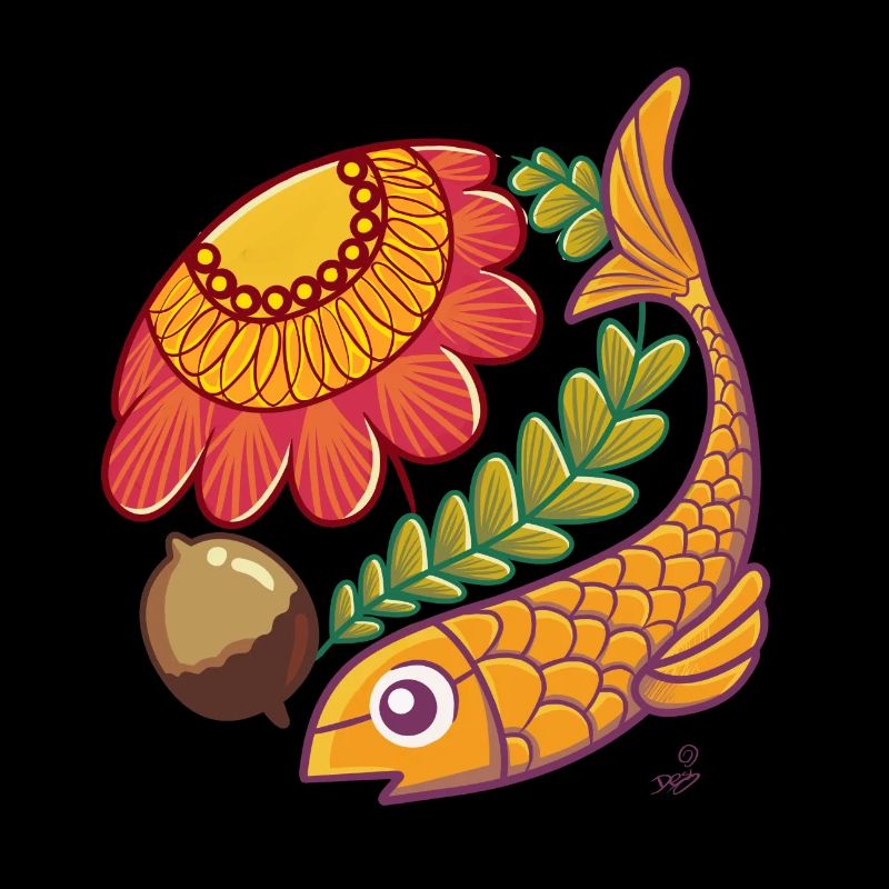 Poissons et fleurs d'automne
