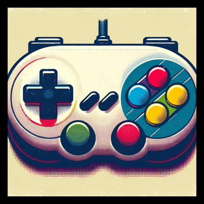 Retro Gamepad in Risograph