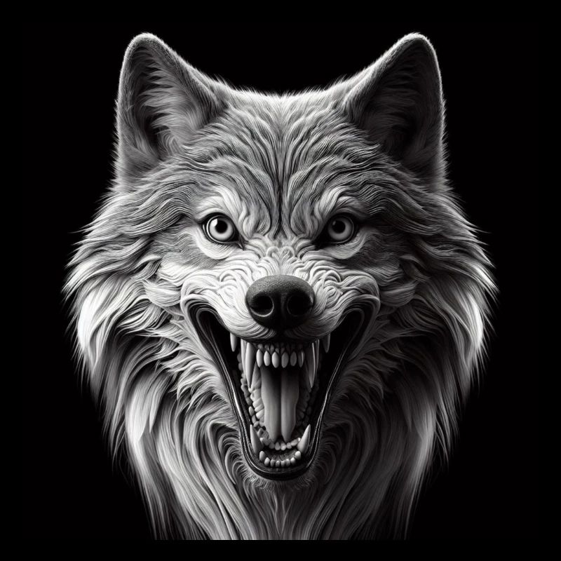 Wolf Hyperrealismus 3 D Grau auf schwarz
