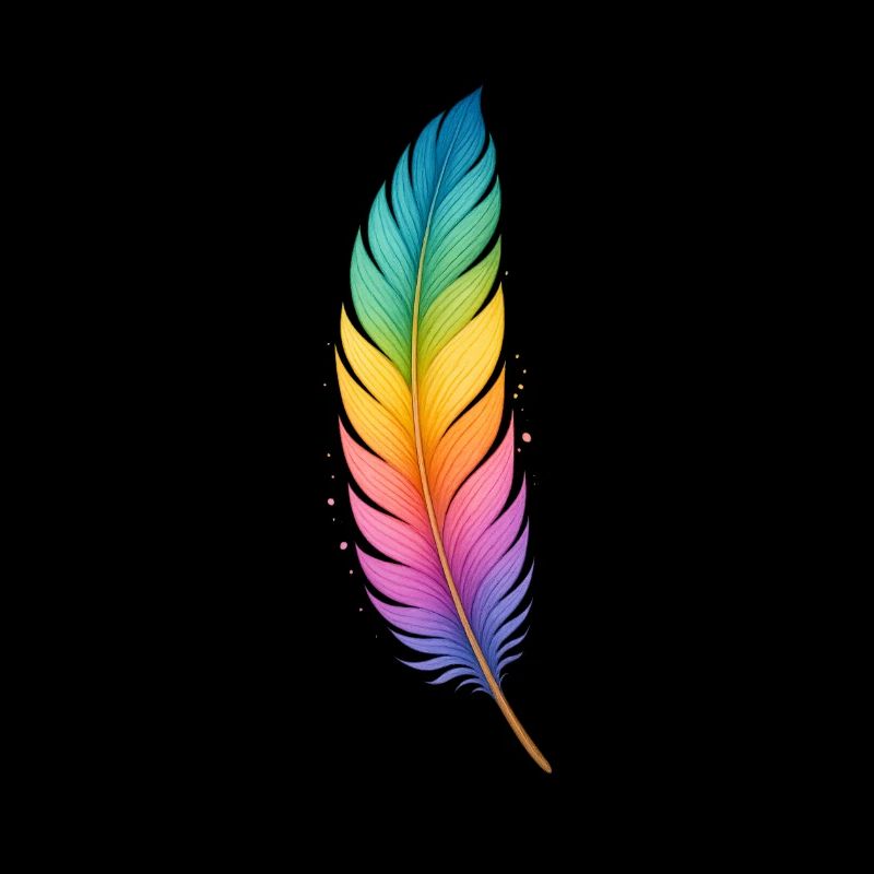 Colorful Feather – Sanfte Kraft in Regenbogenfarbe