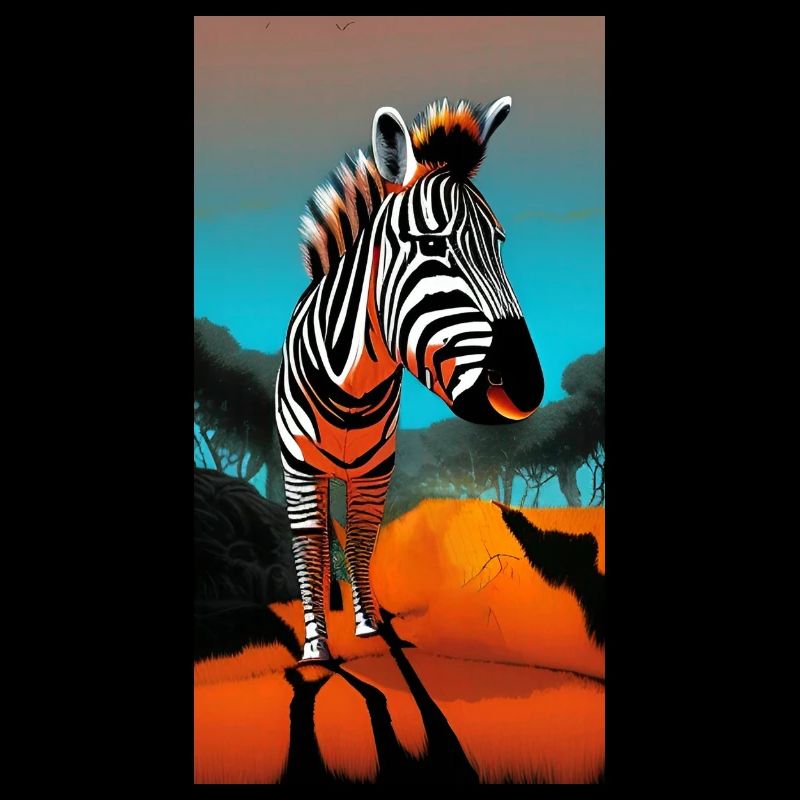 Comic drawing zebra (Hippotigris) during sunset