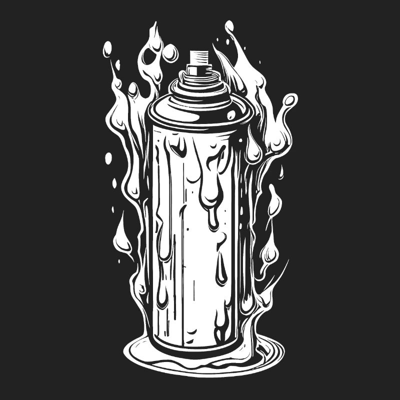 Comic Spray Can with Drops and Flames