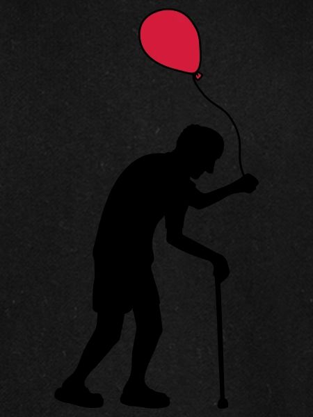 Opa mit Luftballon