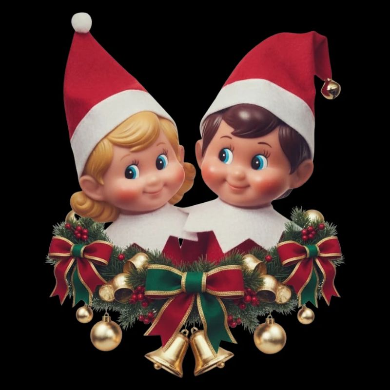 Pull de Noël mignon et festif Elf Duo