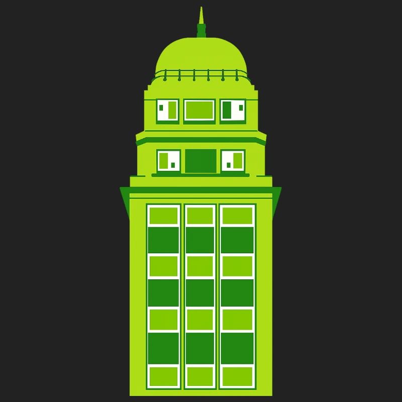 Retro Green Tower Clock