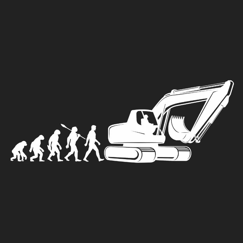 Evolution - driving an excavator - construction site, construction worker