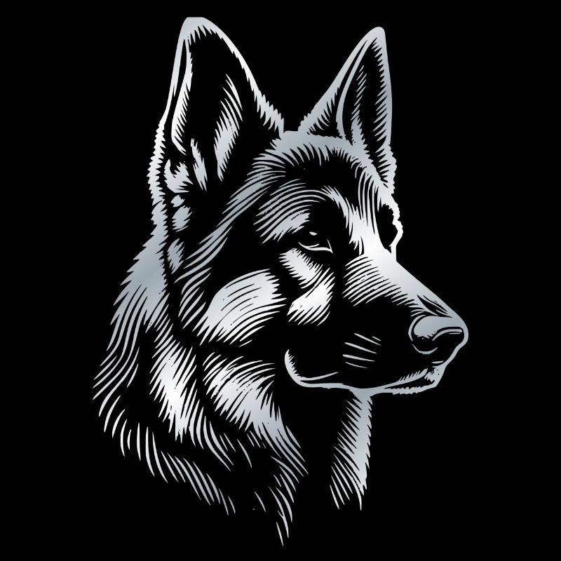 Deutscher Schäferhund Kopf silber