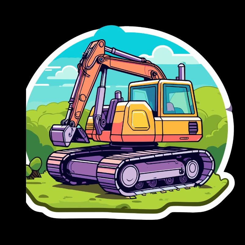Excavator Construction Site Drawing