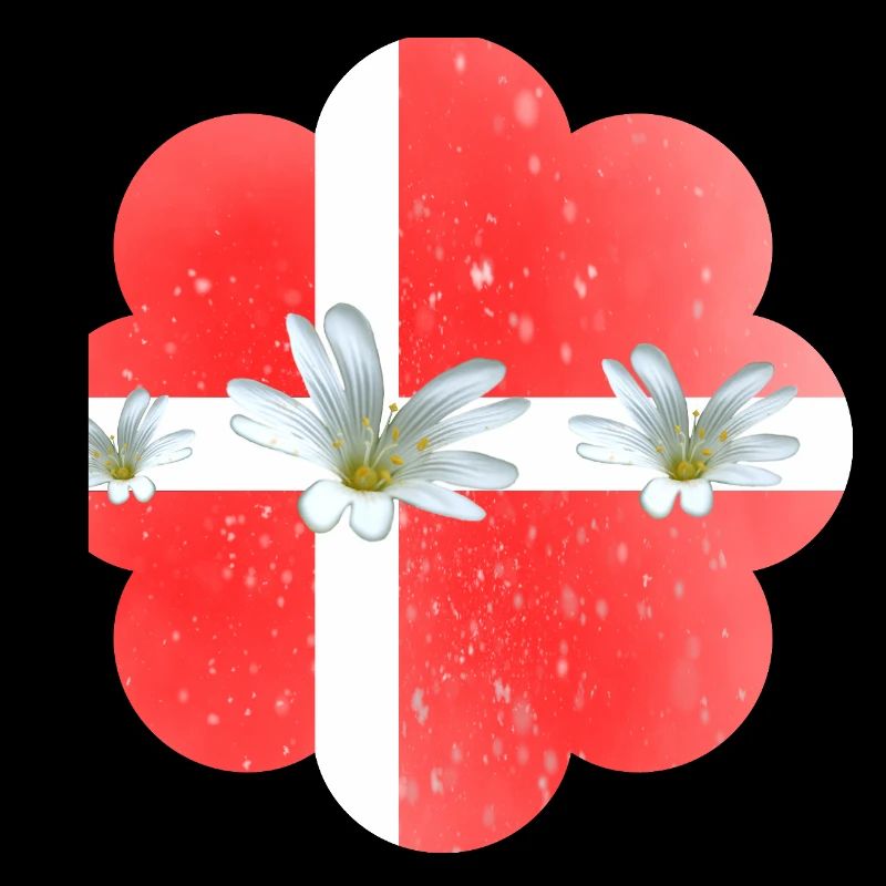 Danemark Drapeau avec des fleurs Danemark