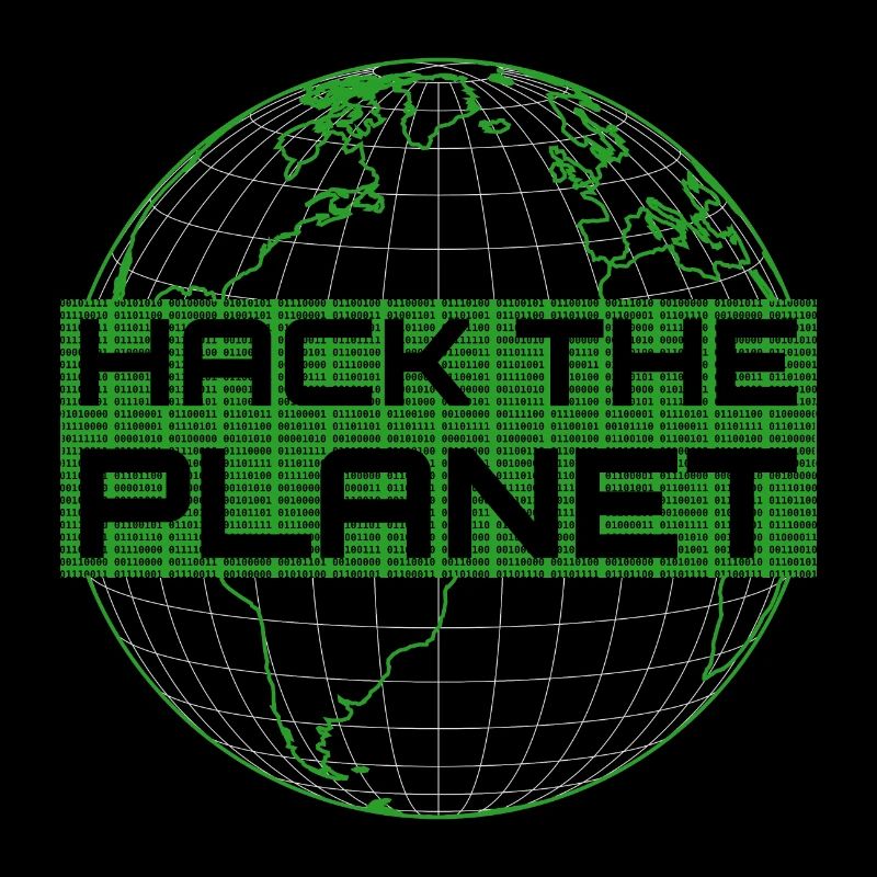 Hack the Planet - Grüner Globus Computer Hacker