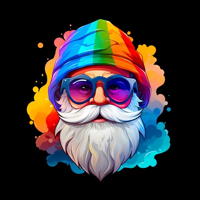 Rainbow gnome with cap and sunglasses
