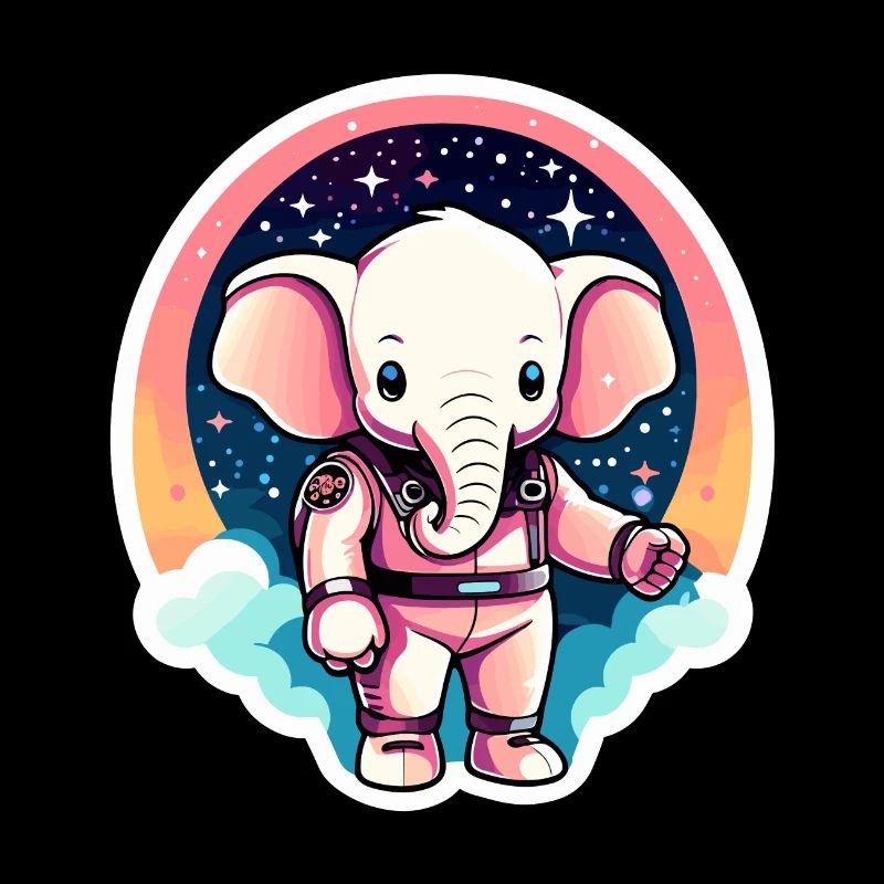 Elephant Astronaut Illustration