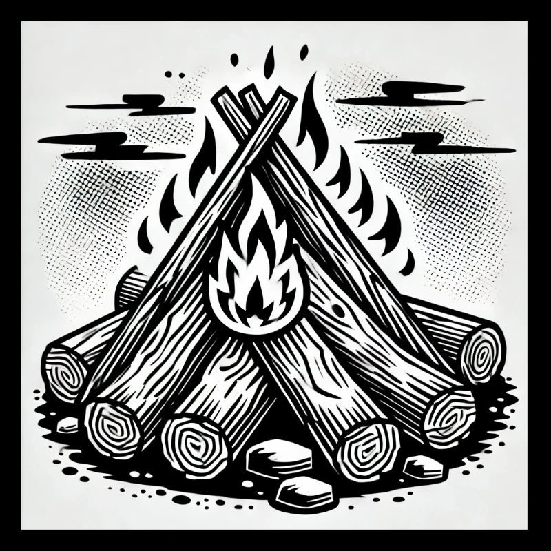 Flame Play in Comic Style: Campfire Art
