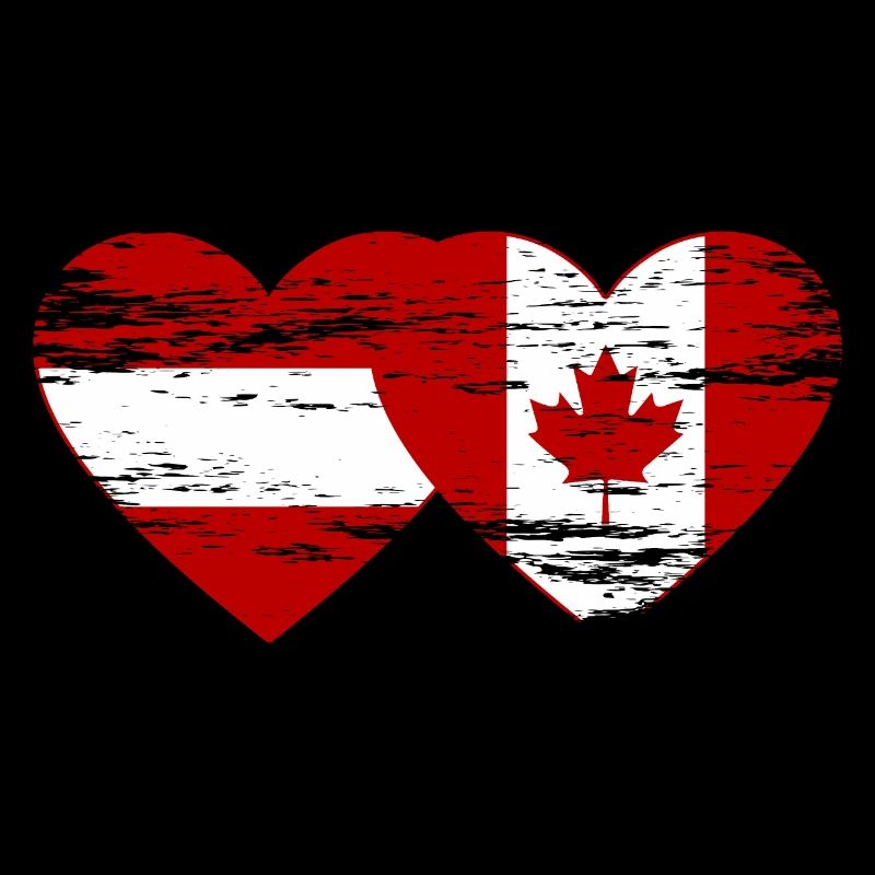 Austria Canada flag heart used