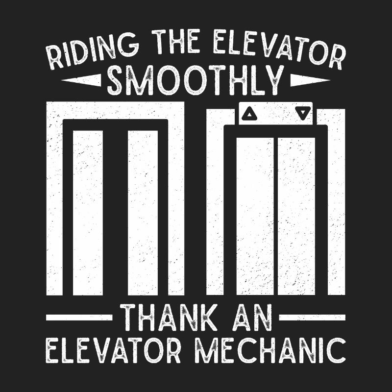 Funny Elevator Mechanic Riding Elevator Smoothly