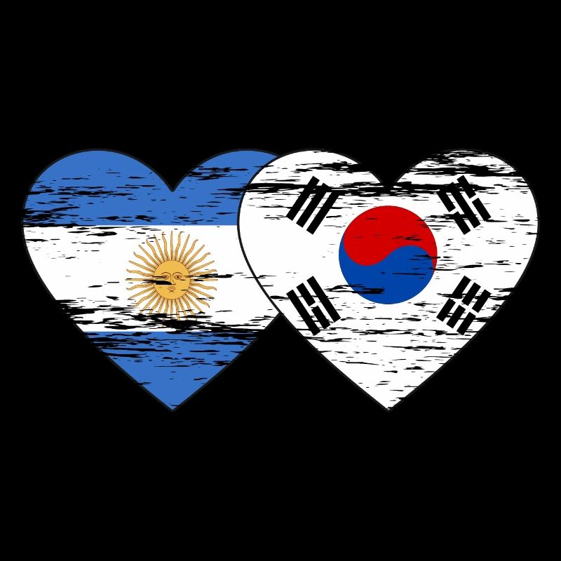 Argentine Corée du Sud Drapeau Coeur Utilisé