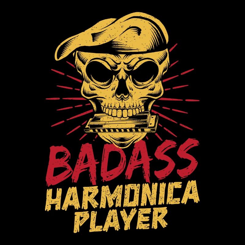 Funny Harmonica Player Badass Harmonica
