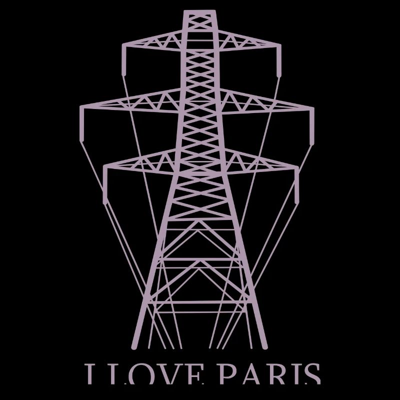 Strommast als Eiffelturm "I Love Paris" Satire