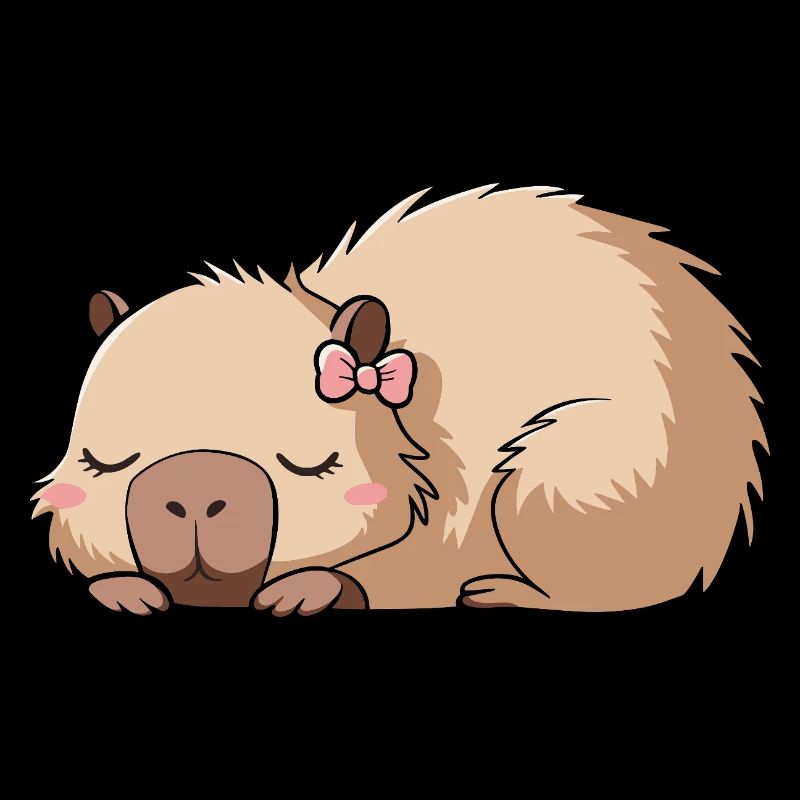 Mignon Capybara Nœud Rose Capybara