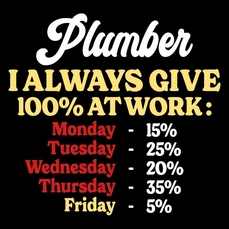 100% At Work Funny Quote Plumber