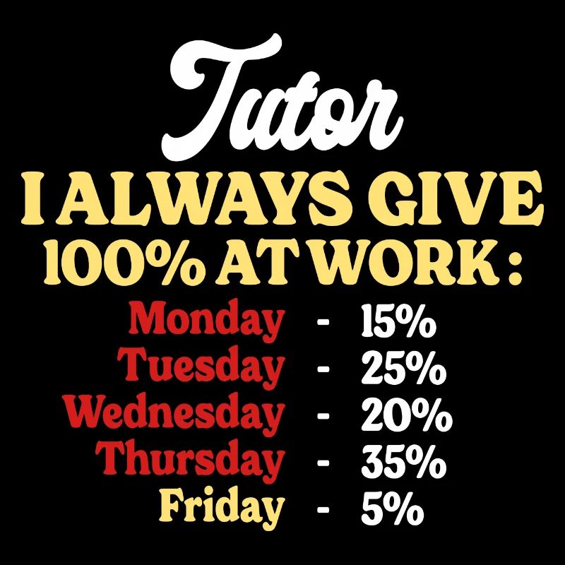 100% At Work Funny Tutor Quote