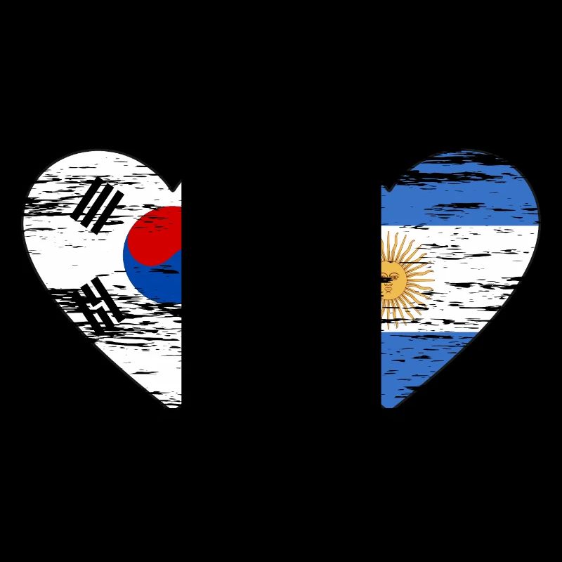 Corée du Sud Argentine Drapeau Coeur Utilisé