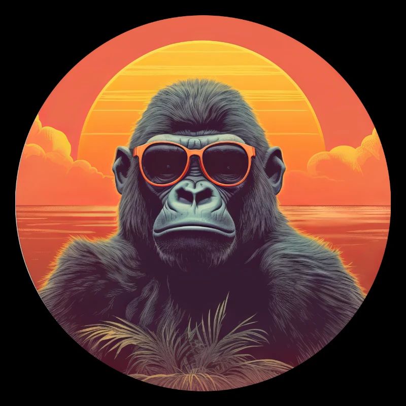 Cool Gorilla in Sunset: Relaxed Monkey Design