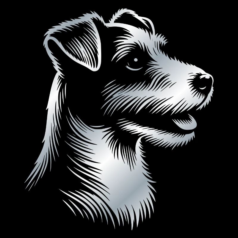 Russell Terrier Drawing Head Silver