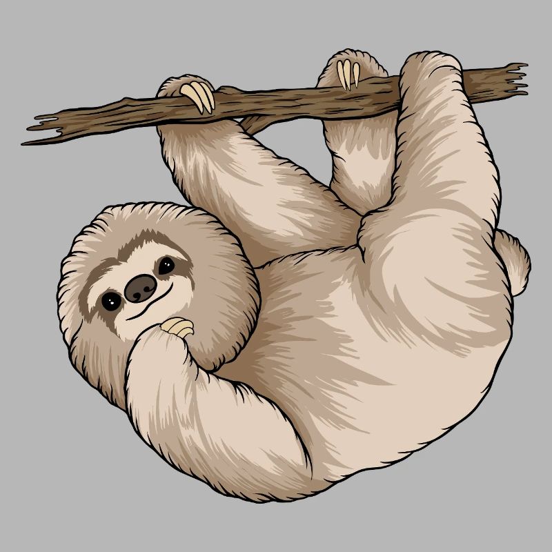 Charming Sloth Hugging Branch 