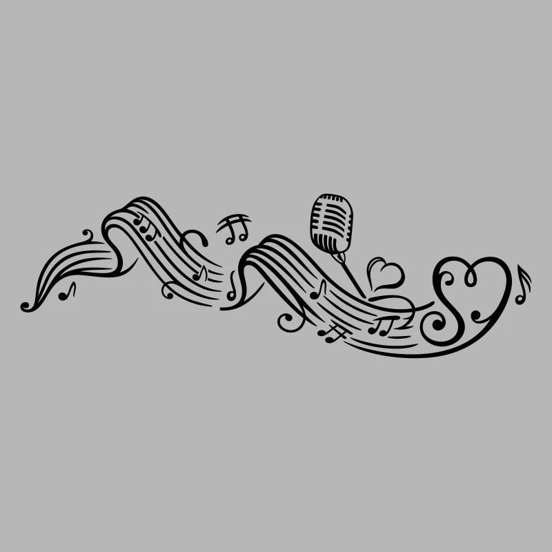 Notenblatt mit microphon, music, notes, clef