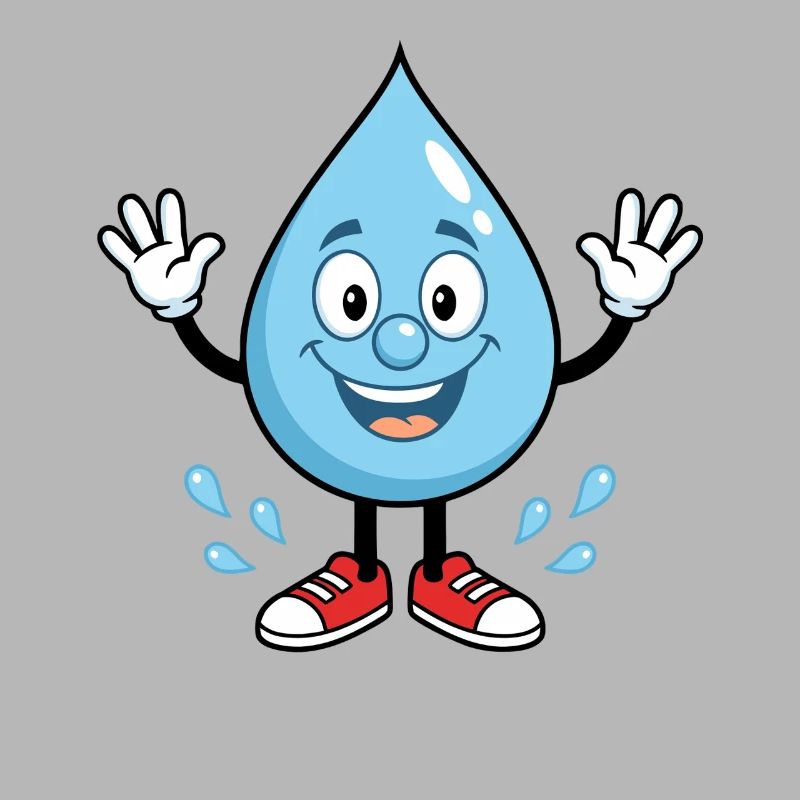 Drop d’eau heureuse avec des baskets