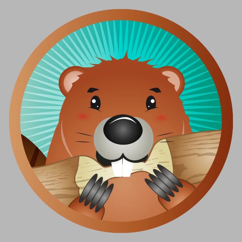 mignon rongeur patch - castor grignote le bois
