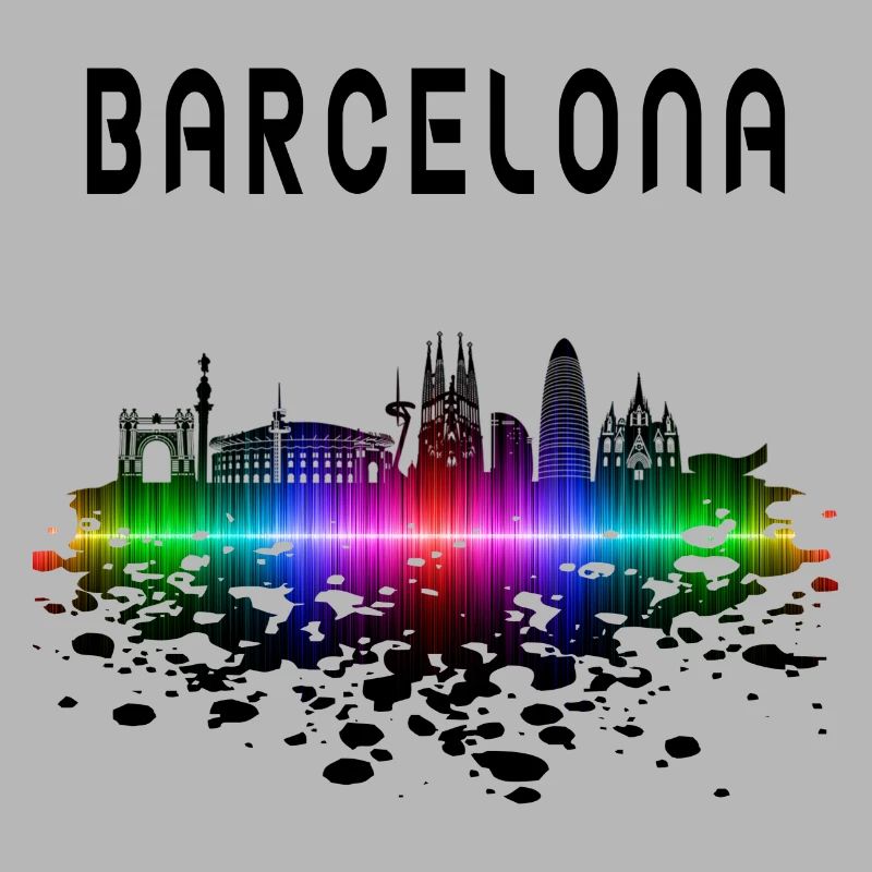 Barcelona Skyline Splash Design / Geschenk