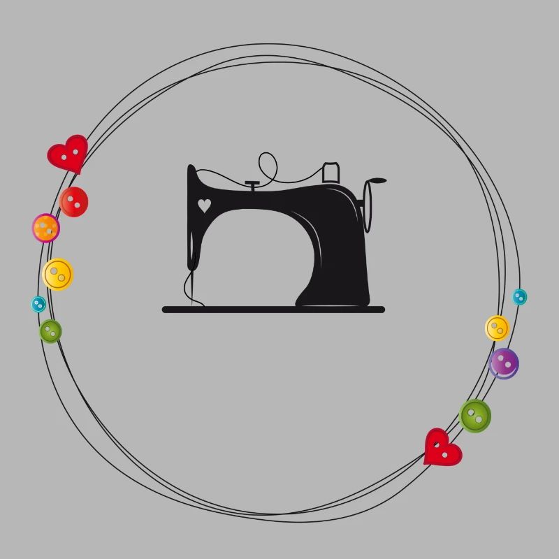 nostalgic stylized sewing machine with buttons